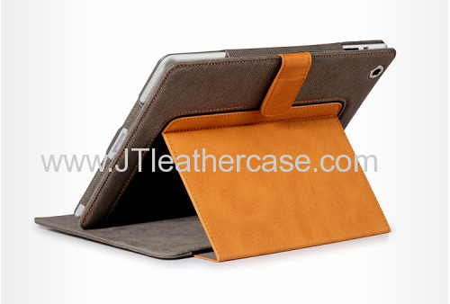 2014 new contrast color leather case for ipad case 2/3/4