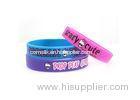 Personalised Silk Printed Silicone Wristband Bracelets Custom For Girls , Pink / Blue