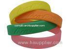 Customized Debossed Silicone Bracelets In Yellow / Green Color , Laser Carved
