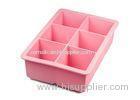 Pink Flexible Silicone Ice Trays With Customizable Embossed / Debossed Logo