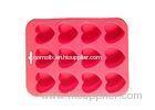 Pink Silicone Heart Ice Cube Trays , 12 Holes Silicone Mini Ice Cube Trays