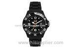 Mens Black Silicone Wristband Watches Waterproof With Calendar , 23cm Length