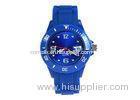 Blue Silicone Wristband Watches Waterproof , Customized Logo / Color / Size