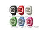 Square Jelly Rubber Silicone Wristband Watch White / Black For Ladies Personalised