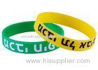 Silk Printed Rubber Silicone Bracelets Custom Silicone Products Green / Yellow
