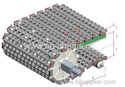 2400 Plastic modular radius conveyor belt 46mm pitch