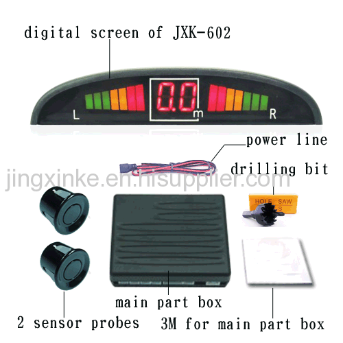 crescent moon shape 5 sections 3 colours LED digital display 2 sensors humen voice auto parking sensor assistant system