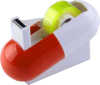 Promotional capsule shape plastic tape dispenser with tape