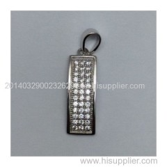 925 Sterling Silver Microsetting Pendant with Rhodium and Zirconia
