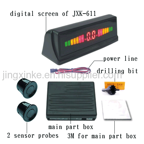 2 sensor probe 5 sections 3 colours universal led digital display screen humen voice or buzzer car parking sensor system