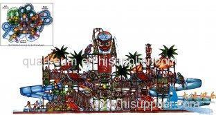 Fiberglass And Steel Pipe Commercial Water Park Structures Playground Equipment For Kids