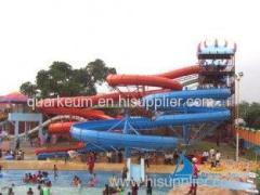 Outdoor Family Entertainment 2 lane Spiral Slides Combination Amusement Park Water Slides