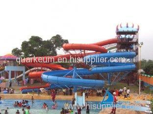 Outdoor Family Entertainment 2 lane Spiral Slides Combination Amusement Park Water Slides