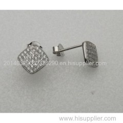 925 Sterling Silver Earring with Zircon and Synthetic Stone