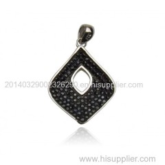 925 Sterling Silver Pendant with Rhodium,Zircon and Synthetic Stone