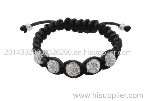 925 Sterling Silver Shamballa Style Bracelet with Preciosa Crystal