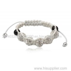 925 Sterling Silver Shamballa Style Bracelet with Preciosa Crystal