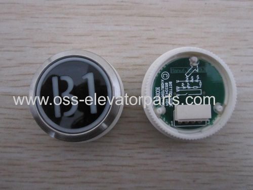 Push button round black plastic cover red light B2