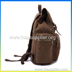Trendy durable shoulders bag drawstring canvas leisure backpack bag