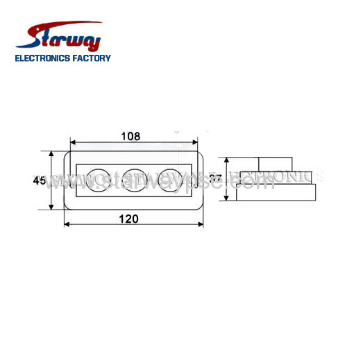 Starway Warning Grill Double LED Grill Surface Mounts