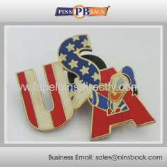 Cheap custom metal USA logo lapel pin / hard enamel lapel pin