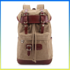 Vintage style fashion shoulders package canvas leather hiking bag backpack