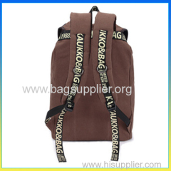 Stylish Korea style laptop shoulder bags canvas drawstring heavy duty school backpack
