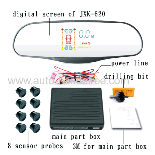 8 sensor probes 12V and 24V use custom-made supported rearview mirror VFD vacuum fluorescent display car parking sensor