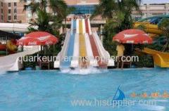 Outdoor 3 Lane Rainbow Toddler and Adults Fiberglass Water Slides Equipment