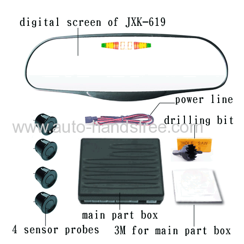 4 sensors rearview mirror built-in LED digital display humen voice auto car parking sensor system reverse sensor mirror