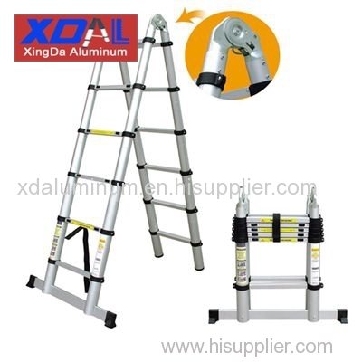 XD-AJ-320 Aluminium telescopic folding ladder with solid connection design