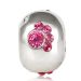 Sterling Silver Dog Paw Prints Beads With Light Rose Austrian Crystal