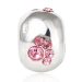 Sterling Silver Dog Paw Prints Beads With Light Rose Austrian Crystal