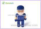 Plastic Robot Cartoon Character USB Storage Device / Blue Memory Stick