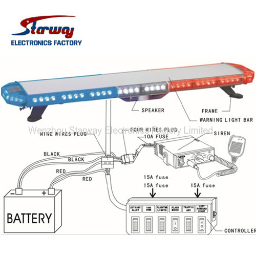 LED light bar with 100W siren for Police, Fire, Emergency Vehicle