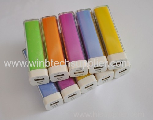 2600mah lipstick portable power bank for iphone samsung and smart phone