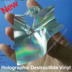 glossy silver holographic destructible vinyl