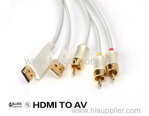 2014 NEW HDMI to AV Cvbs Converter Cable Gold Plated Suitable for 720P Special design for car screen