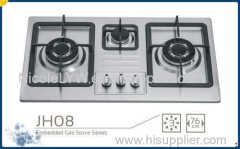 3 burner high quality stainless steel/ tempered glass