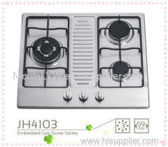 3 burner high quality stainless steel/ tempered glass