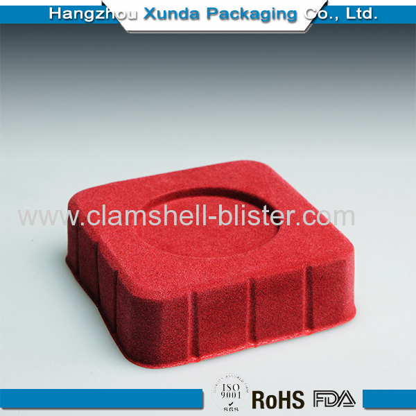  Flocking plastic clamshell tray for cosmetic 