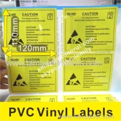 Custom Yellow PVC Vinyl Labels, Warning ESD PVC Labels with Glossy Lamination,Custom Vinyl Stickers