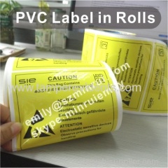 Custom Yellow PVC Vinyl Labels, Warning ESD PVC Labels with Glossy Lamination,Custom Vinyl Stickers