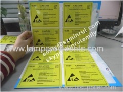 Custom Yellow PVC Vinyl Labels, Warning ESD PVC Labels with Glossy Lamination,Custom Vinyl Stickers