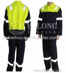 100% cotton Pyrovatex CP flame resistant material coverall used oil station