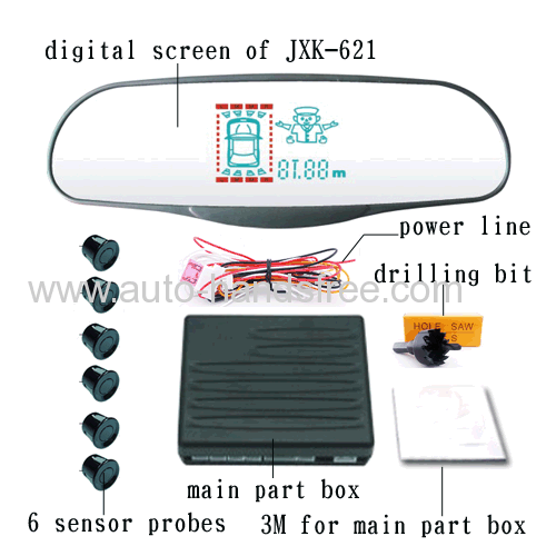 universal ultrathin rearview mirror vfd vacuum fluorescent display with police icon auto reverse sensor system 6 probe