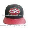 Red Ostrich Leather Peak Snapback Baseball Caps With 3D Embroidery