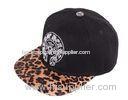 Cotton Leopard Baseball Cap Embroidered Baseball Hats With Metal Top Button