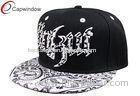 Black Flat Hip Hop Baseball Caps Monogram Baseball Cap With Amoeba Pattern