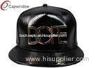 Black Snake Skin Shiny Leather Hip Hop Baseball Caps With Gold Metal Logo